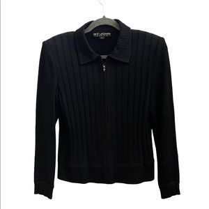 St. John Basic Black Ribbed Cardigan